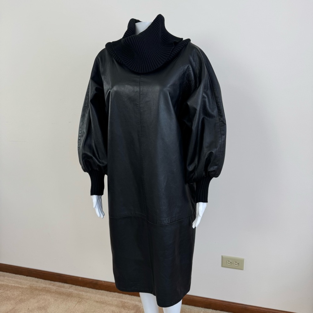 Jean Paul Gaultier Genuine Leather Dress Black Femme Midi L - Picture 6 of 15